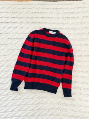 Vintage Brian MacNeil Striped Crewneck Sweater in Red & Navy thumbnail 2
