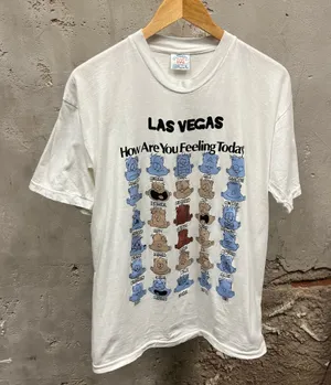 Vintage 90s Tourist Las Vegas How Are You Feeling Today? Face Graphic Tee Large thumbnail 1