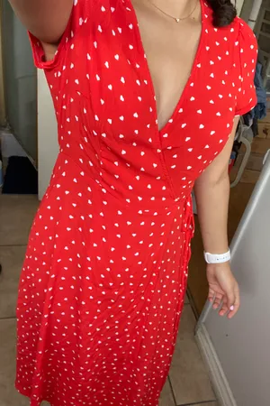 Forever 21 Heart Red MIDI Wrap Dress thumbnail 1