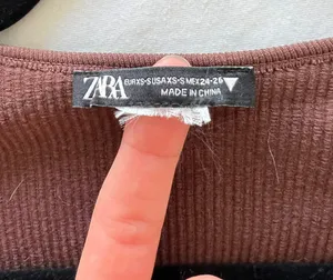 ZARA Brown Ribbed Sleeved Crop Top thumbnail 3
