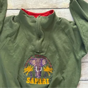Harry Rosen olive green elephant safari quarter zip sweatshirt size large thumbnail 5