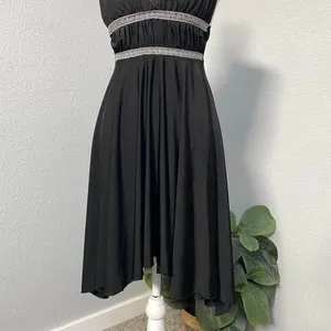 Black Halter Silver Waistband Open Back Braided Handkerchief Hem Dress Fairy Y2k thumbnail 3