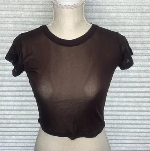 Free People Sheer Cap Sleeve Cappuccino Women's Top Size M SKU#C24101 thumbnail 1