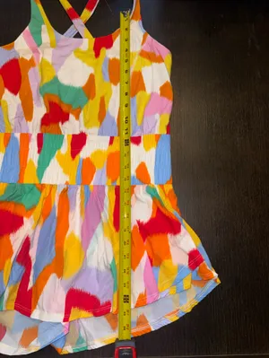Peach Love California Smocked-Waist Sleeveless Romper Athletic Wear NWT thumbnail 6