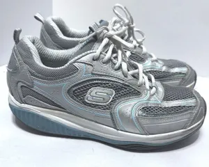 Skechers Shape-ups Womens 7 Silver Blue Rocker Bottom Walking Tennis Shoes Y2K thumbnail 1