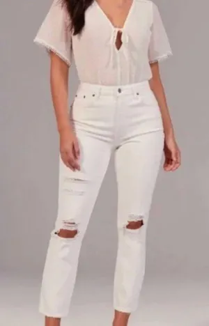 Abercrombie High Rise Mom Jeans White Size 25 thumbnail 1