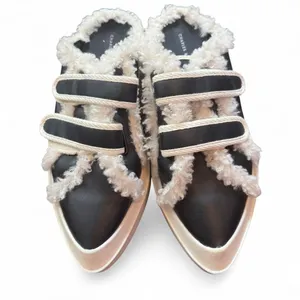 Charles & Keith Sherpa Trim Platform Mule Sneakers Black EU 39 US 8 Slip On thumbnail 1