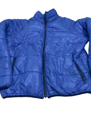 Patagonia Patched Blue Down Puffer Coat Jacket Full Zip Insulated Women L FLAWED thumbnail 5