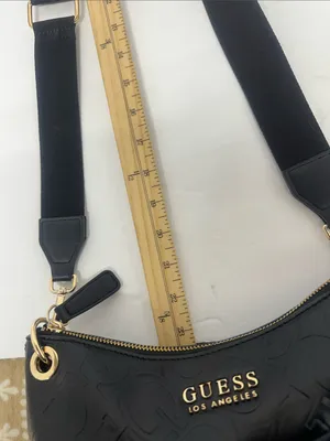GUESS Black Embossed Logo Crossbody with Gold Hardware thumbnail 10