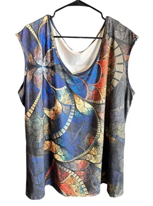 Women's Marble Design Super Soft Top Black Size 5X thumbnail 1