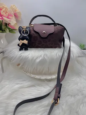 Stella Brown Faux Leather Mini Crossbody Bag w/ Gold Hardware & Bunny Charm thumbnail 4