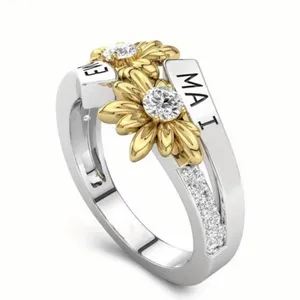 Elegant Stainless Steel Silver Sunflower Design Press” I am Enough” Ring Size 6 thumbnail 4