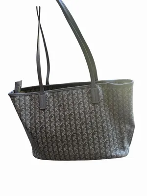 Tory Burch Gray & Black Textured Monogram Small Tote Bag Zip Top Logo Canvas thumbnail 4