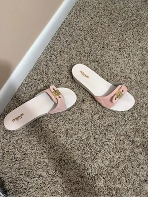 Dr. Scholl's Pale Pink Slide Mules with Gold Buckle thumbnail 5
