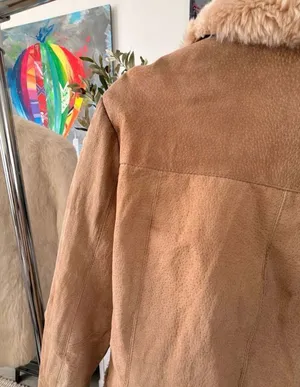 Y2K Penny Lane Genuine Suede Leather Faux Fur Trim Fall Bohemian Jacket Size L thumbnail 13