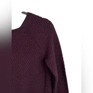 American Eagle Textured Knit Sweater Women’s Large‎ Burgundy Crewneck Pullover thumbnail 4