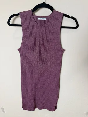 MM LaFleur Ribbed Knit Mauve Pink Sweater Sleeveless Top Size XS thumbnail 2