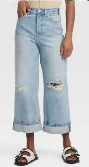 Universal Threads cropped vintage distressed wide leg jeans 6 thumbnail 1