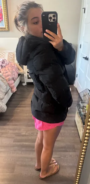 Women's Black Puffer Jacket - Lightweight Insulated Coat thumbnail 1