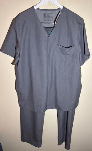 FIGS Scrub Set XL Grey with Teal Accents thumbnail 1