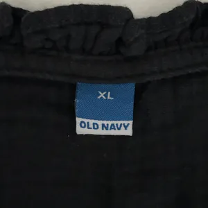 Old Navy Womens XL Black Cotton Gauze Ruffle Neck Babydoll Mini Dress Pockets thumbnail 7