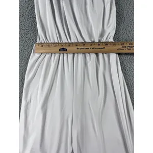 Women Romper Jumpsuit Medium‎ High Waist Wide Leg Formal Elegant Ruffle Stretch thumbnail 6