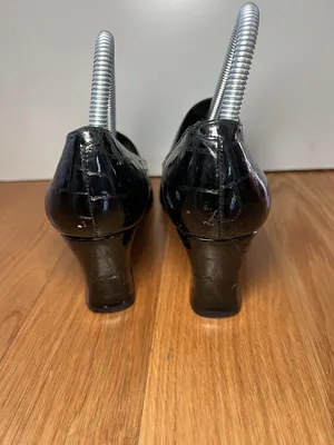 Etienne Aigner Cadiz Shoes Womens Size 7.5 Black Croc Pumps Square Toe thumbnail 8