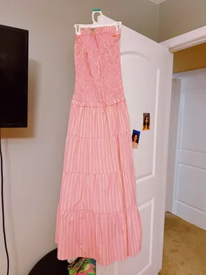 Pink striped boutique dress summer dress thumbnail 3