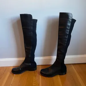 Stuart Weitzman 5050 Black Leather‎ Elastic Back Round Toe Tall Boots EU35.5 US5 thumbnail 6