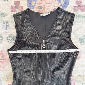 VTG Cache Y2K Zip Front Bodycon‎ Dress Small Black Rave Party Cyber Goth thumbnail 6