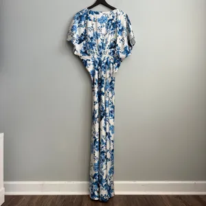NEW BHLDN Leila Deep-V Flutter Sleeve Maxi Dress in Blue Floral Size 12 thumbnail 10