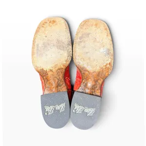 Vintage Dan Post Red Tooled Leather Cowboy Boots Women 7.5 M Square Toe Western thumbnail 7