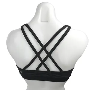 Lululemon Women's Black Cross Strappy Workout Athletic Crop Sports Bra Top Sz S thumbnail 2