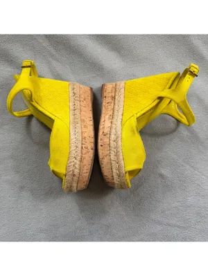 Gucci Microguccissima Yellow Suede Espadrille Platform Wedge Sandals 36.5 thumbnail 11