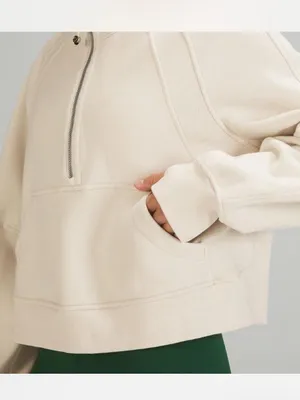 LULULEMON Oversized Scuba Half-Zip Hoodie‎ Pullover Sweatshirt Cream XS/S thumbnail 2