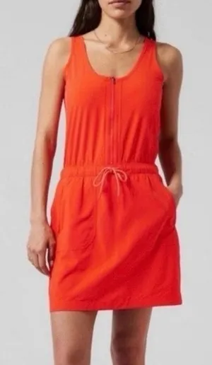 Athleta Orange Expedition Skort Dress Zip Front Travel Athletic Pockets Size 10 thumbnail 1