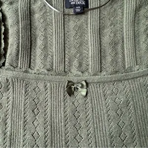 PacSun Beverly and Beck Zinnia Pointelle Lace Sweater T-Shirt Olive Green Size XS thumbnail 2