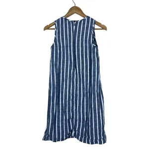 St. Tropez West Striped Linen Shift Dress Blue White Coastal Sleeveless Size 2 thumbnail 4