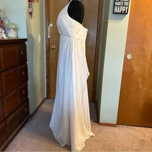 Emme Bridal white sleeveless wedding gown beaded rhinestones satin chiffon 16 thumbnail 4