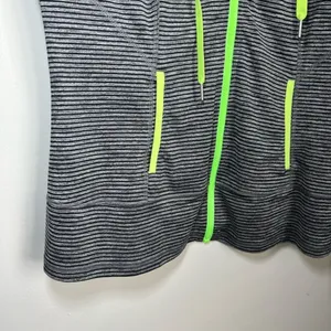 Lukka Hooded Athletic Full Zip Jacket Gray Black Stripes Pockets Thumb Holes XL thumbnail 6
