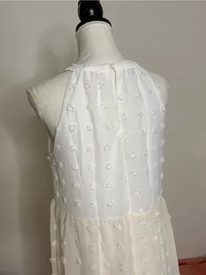 Andrée by Unit Maxi Dress M Pink White Swiss Dot thumbnail 6