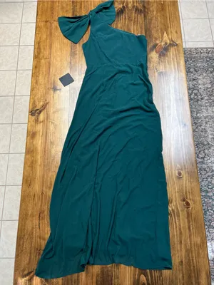 Lulus Revel in the Moment Emerald Green One-Shoulder Maxi Dress Size Large NWT thumbnail 13