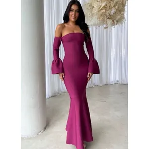 NWT Elliatt Ella Off-Shoulder‎ Bell Sleeve Gown in Wine Sz Small $230 thumbnail 7