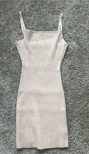 Lane 201 Ribbed Knit Spaghetti Strap Mini Dress - Cream thumbnail 1