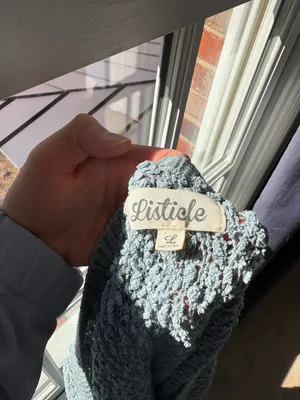 Listicle Fuzzy Light Teal Sweater thumbnail 3