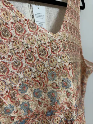 NEW One World V-Neck Tank Lace Print Boho Western Midi Dress - Size XL thumbnail 7