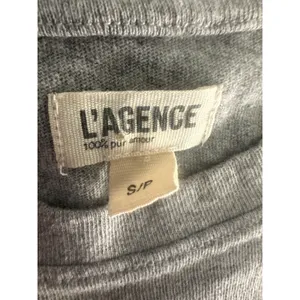 L'AGENCE Light Grey Crewneck Crop Tee Shirt S thumbnail 2