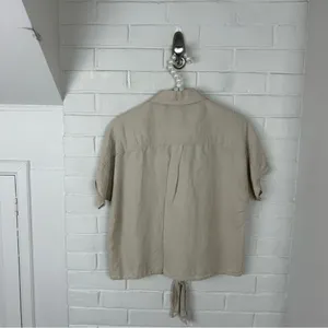 I.N.C. Neutral Linen Blend Boxy Short Sleeve Button Front Top Size XS thumbnail 8