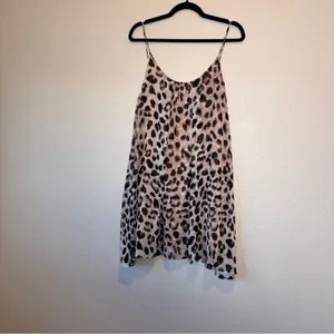 Adrienne Brown Animal Print Babydoll Mini Dress Womens M Sleeveless Casual thumbnail 3