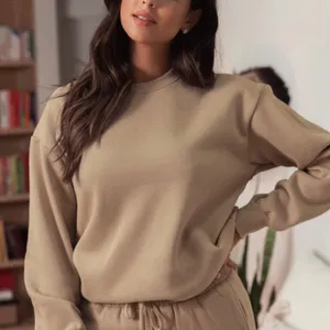 Miss Lola Cozy Feels Crewneck Sweater Tan Natural M thumbnail 1